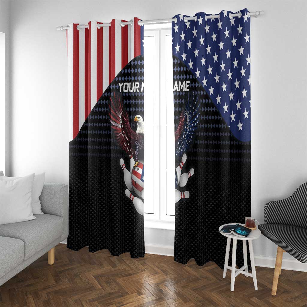 Custom Patriotic Bowling Window Curtain with Bald Eagle, American Flag Bowling Ball - Wonder Print Shop