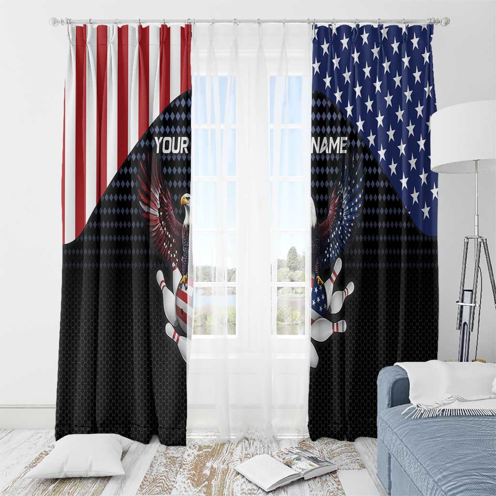 Custom Patriotic Bowling Window Curtain with Bald Eagle, American Flag Bowling Ball - Wonder Print Shop