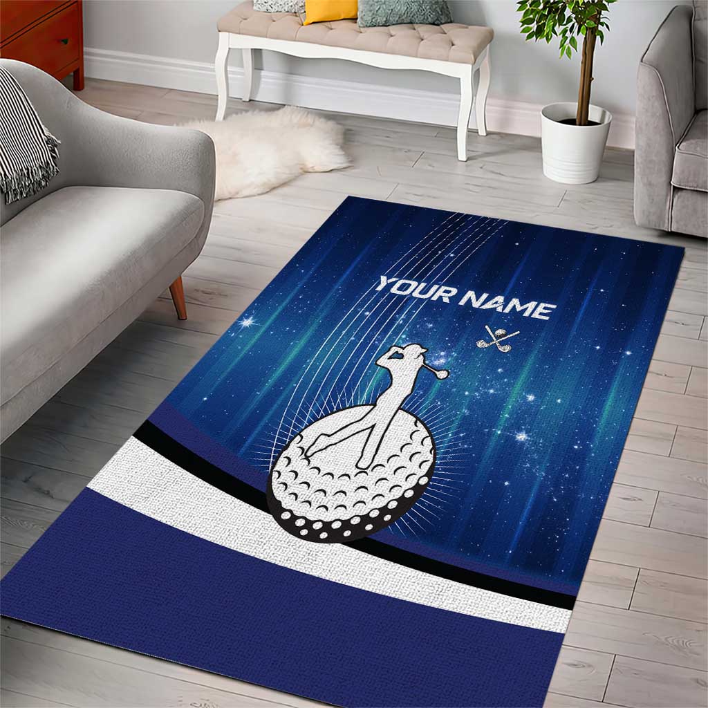 Custom Galaxy Golf Area Rug with Golfer Silhouette, Golf Ball Design - Wonder Print Shop