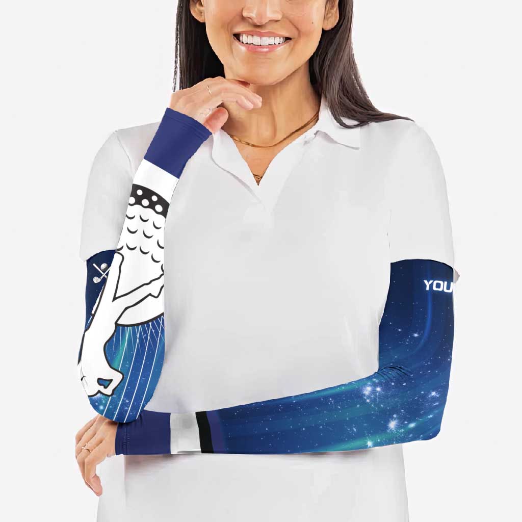Custom Galaxy Golf Arm Sleeves with Golfer Silhouette, Golf Ball Design - Wonder Print Shop