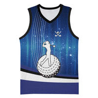 Custom Galaxy Golf Basketball Jersey with Golfer Silhouette, Golf Ball Design - Wonder Print Shop