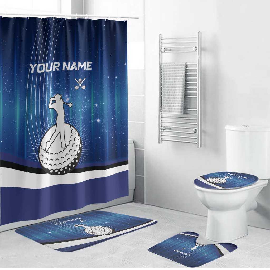 Custom Galaxy Golf Bathroom Set with Golfer Silhouette, Golf Ball Design - Wonder Print Shop