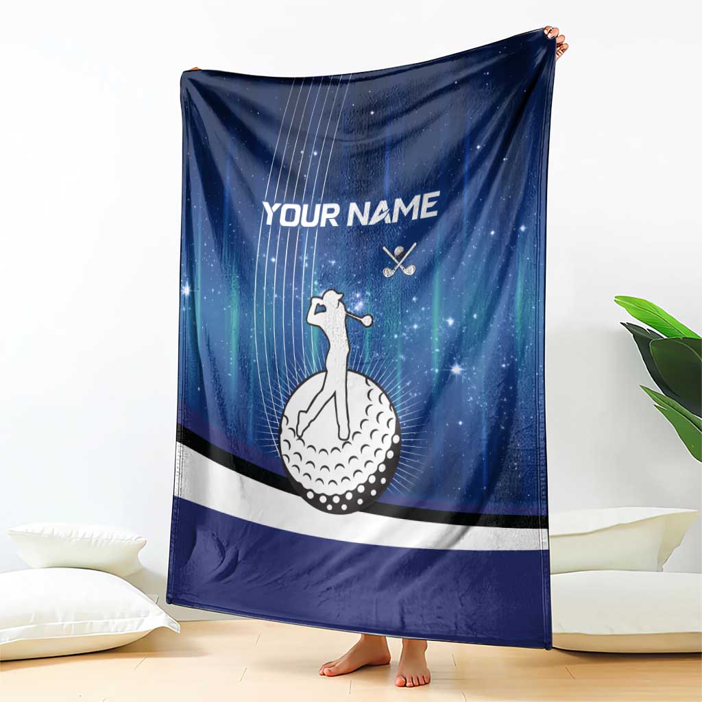 Custom Galaxy Golf Blanket with Golfer Silhouette, Golf Ball Design - Wonder Print Shop