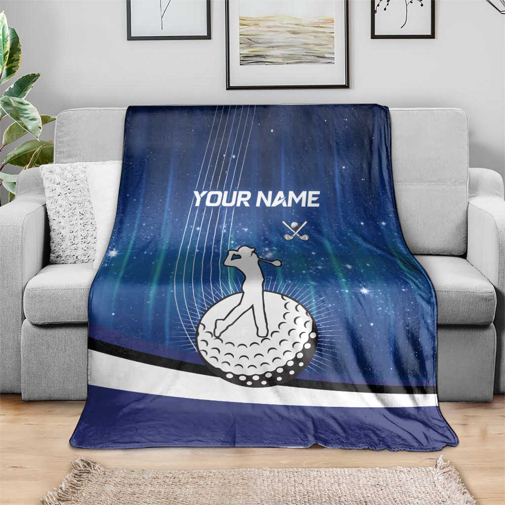 Custom Galaxy Golf Blanket with Golfer Silhouette, Golf Ball Design - Wonder Print Shop