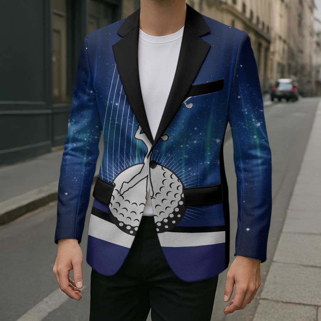 Custom Galaxy Golf Blazer with Golfer Silhouette, Golf Ball Design - Wonder Print Shop