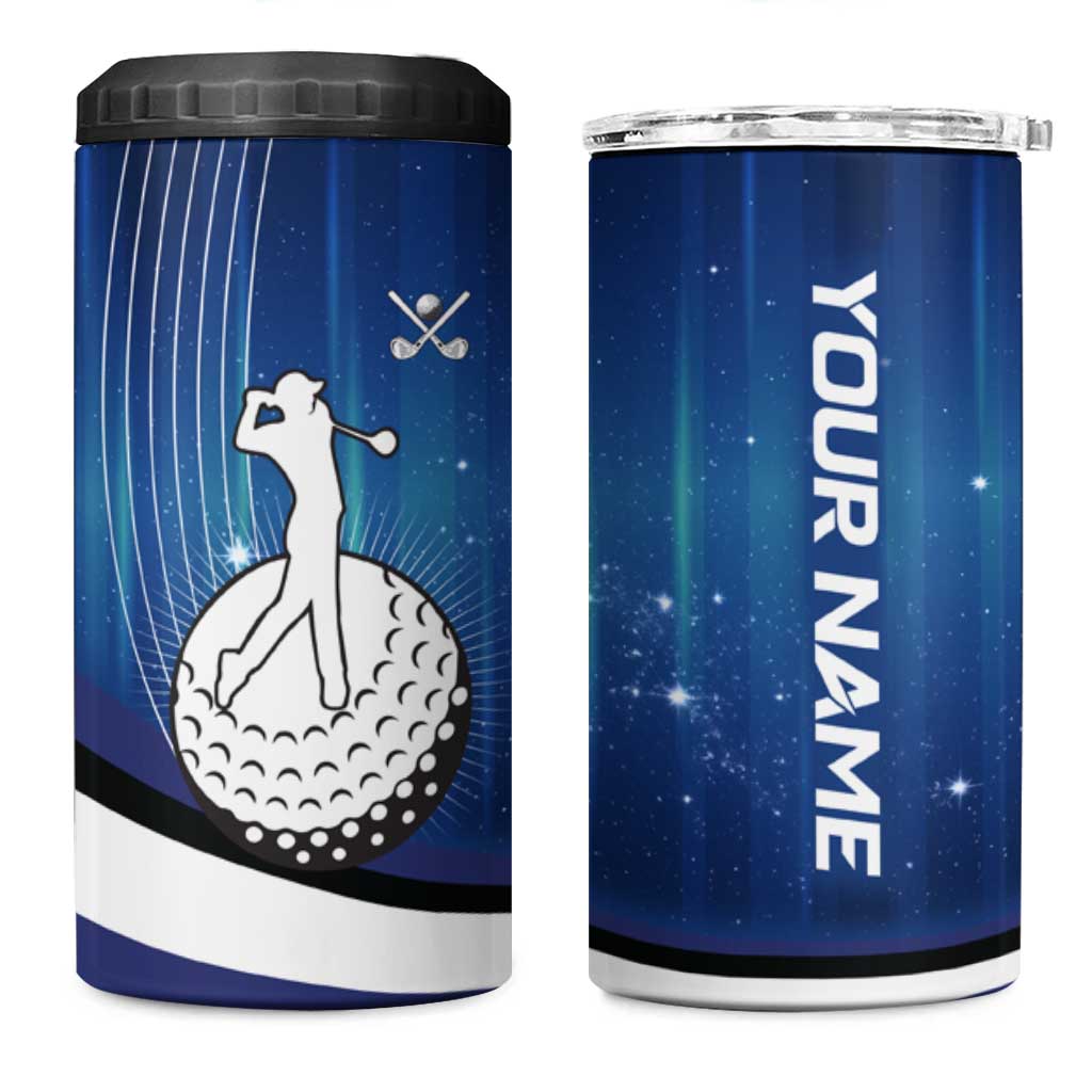 Custom Galaxy Golf 4 in 1 Can Cooler Tumbler with Golfer Silhouette, Golf Ball Design - Wonder Print Shop
