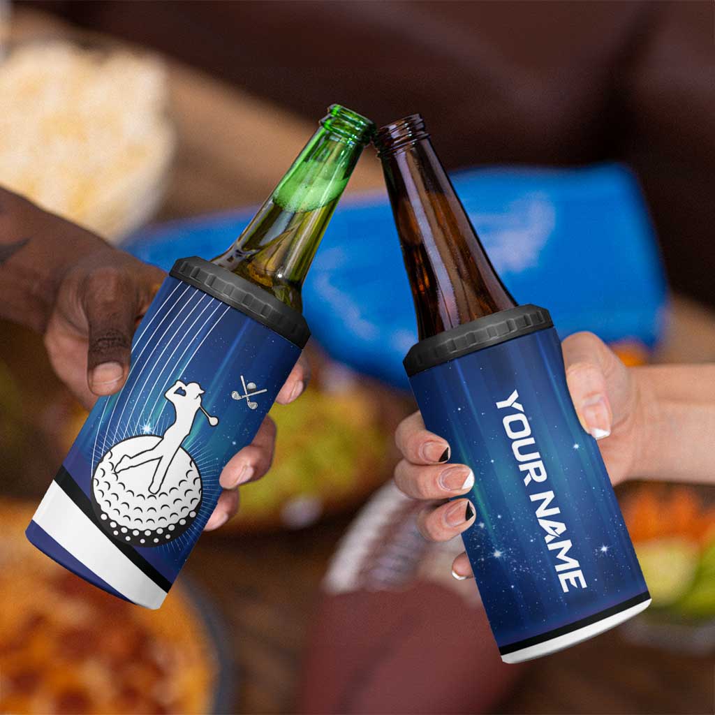 Custom Galaxy Golf 4 in 1 Can Cooler Tumbler with Golfer Silhouette, Golf Ball Design - Wonder Print Shop