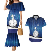 Custom Galaxy Golf Couples Matching Mermaid Dress and Hawaiian Shirt with Golfer Silhouette, Golf Ball Design - Wonder Print Shop