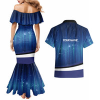 Custom Galaxy Golf Couples Matching Mermaid Dress and Hawaiian Shirt with Golfer Silhouette, Golf Ball Design - Wonder Print Shop