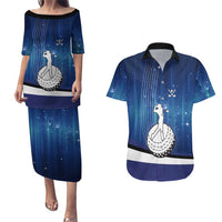 Custom Galaxy Golf Couples Matching Puletasi and Hawaiian Shirt with Golfer Silhouette, Golf Ball Design - Wonder Print Shop