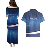 Custom Galaxy Golf Couples Matching Puletasi and Hawaiian Shirt with Golfer Silhouette, Golf Ball Design - Wonder Print Shop