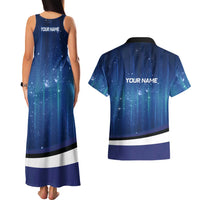 Custom Galaxy Golf Couples Matching Tank Maxi Dress and Hawaiian Shirt with Golfer Silhouette, Golf Ball Design - Wonder Print Shop