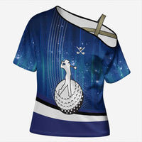 Custom Galaxy Golf Cross Shoulder Shirt with Golfer Silhouette, Golf Ball Design - Wonder Print Shop
