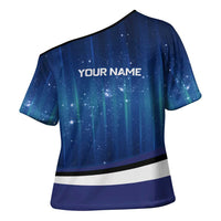 Custom Galaxy Golf Cross Shoulder Shirt with Golfer Silhouette, Golf Ball Design - Wonder Print Shop