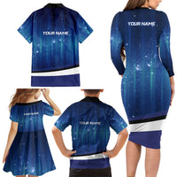 Custom Galaxy Golf Family Matching Long Sleeve Bodycon Dress and Hawaiian Shirt with Golfer Silhouette, Golf Ball Design - Wonder Print Shop