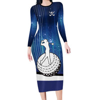 Custom Galaxy Golf Family Matching Long Sleeve Bodycon Dress and Hawaiian Shirt with Golfer Silhouette, Golf Ball Design - Wonder Print Shop