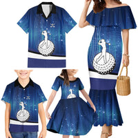 Custom Galaxy Golf Family Matching Mermaid Dress and Hawaiian Shirt with Golfer Silhouette, Golf Ball Design - Wonder Print Shop
