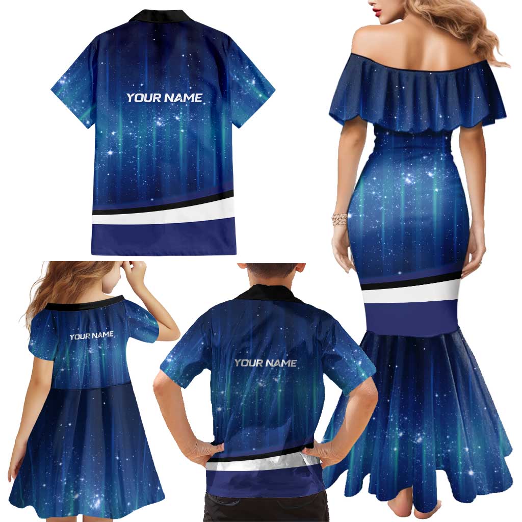 Custom Galaxy Golf Family Matching Mermaid Dress and Hawaiian Shirt with Golfer Silhouette, Golf Ball Design - Wonder Print Shop