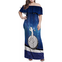 Custom Galaxy Golf Family Matching Off Shoulder Maxi Dress and Hawaiian Shirt with Golfer Silhouette, Golf Ball Design - Wonder Print Shop
