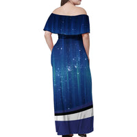 Custom Galaxy Golf Family Matching Off Shoulder Maxi Dress and Hawaiian Shirt with Golfer Silhouette, Golf Ball Design - Wonder Print Shop