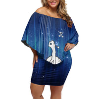 Custom Galaxy Golf Family Matching Off Shoulder Short Dress and Hawaiian Shirt with Golfer Silhouette, Golf Ball Design - Wonder Print Shop