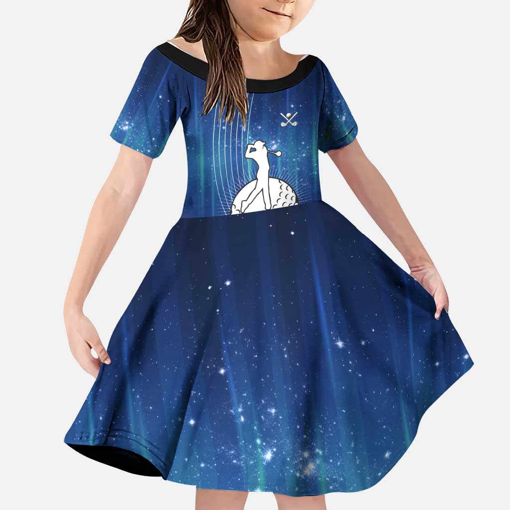 Custom Galaxy Golf Family Matching Puletasi and Hawaiian Shirt with Golfer Silhouette, Golf Ball Design - Wonder Print Shop