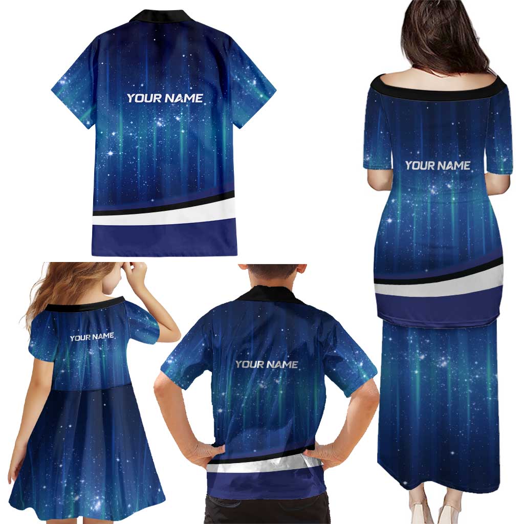 Custom Galaxy Golf Family Matching Puletasi and Hawaiian Shirt with Golfer Silhouette, Golf Ball Design - Wonder Print Shop