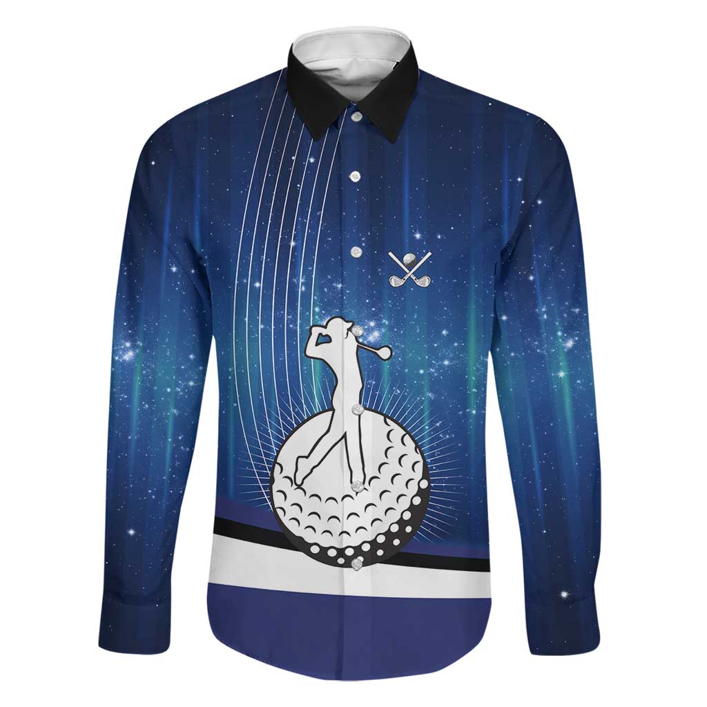 Custom Galaxy Golf Family Matching Puletasi and Hawaiian Shirt with Golfer Silhouette, Golf Ball Design - Wonder Print Shop