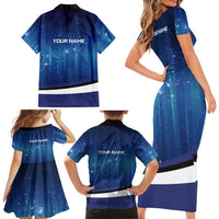 Custom Galaxy Golf Family Matching Short Sleeve Bodycon Dress and Hawaiian Shirt with Golfer Silhouette, Golf Ball Design - Wonder Print Shop