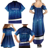 Custom Galaxy Golf Family Matching Summer Maxi Dress and Hawaiian Shirt with Golfer Silhouette, Golf Ball Design - Wonder Print Shop