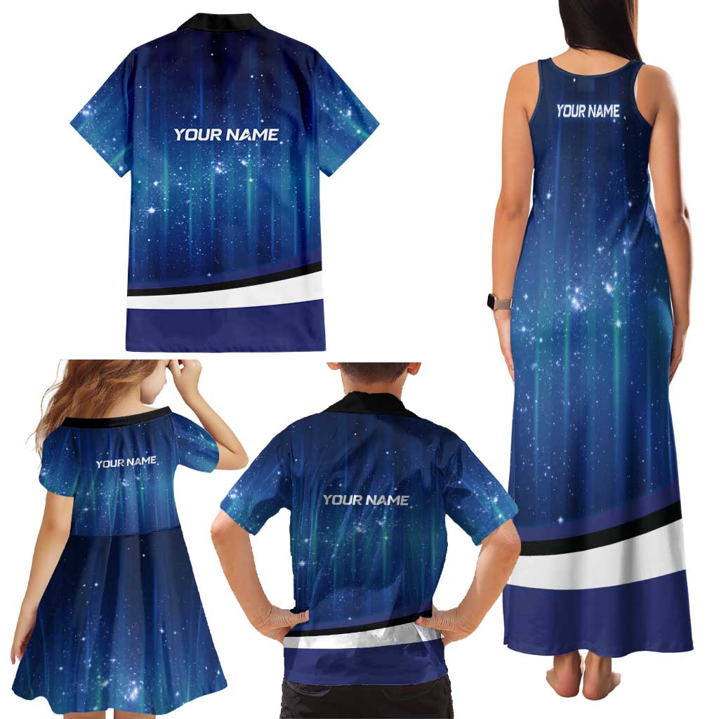 Custom Galaxy Golf Family Matching Tank Maxi Dress and Hawaiian Shirt with Golfer Silhouette, Golf Ball Design - Wonder Print Shop