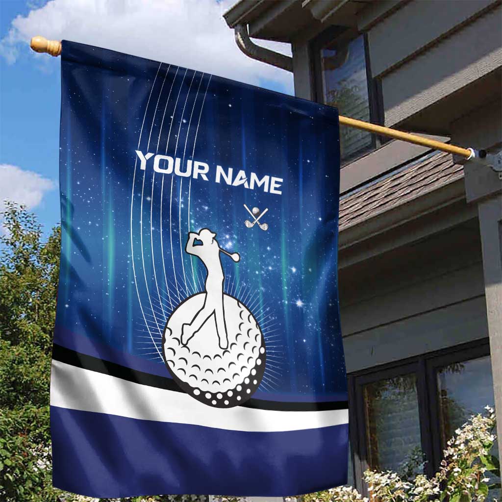 Custom Galaxy Golf Garden Flag with Golfer Silhouette, Golf Ball Design - Wonder Print Shop