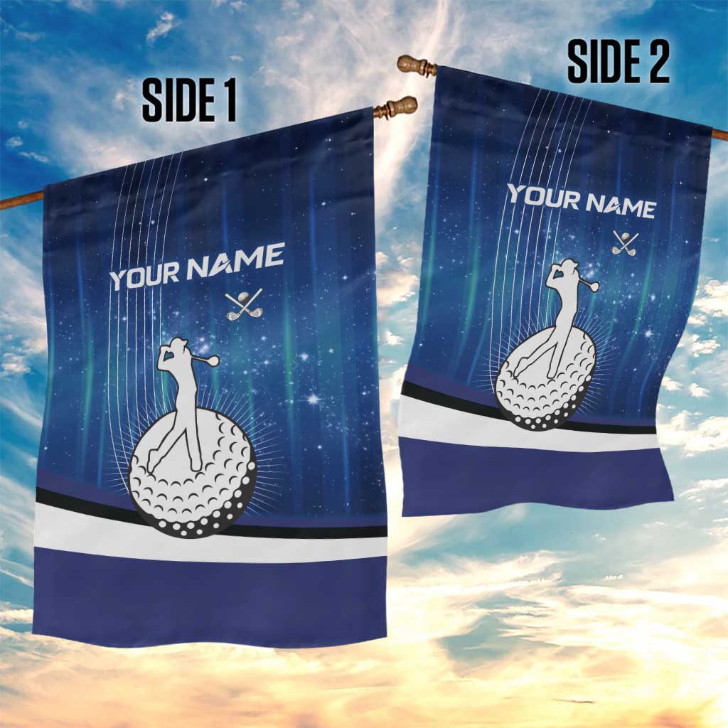 Custom Galaxy Golf Garden Flag with Golfer Silhouette, Golf Ball Design - Wonder Print Shop