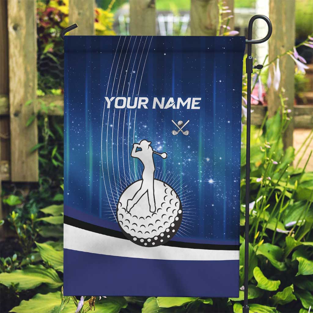 Custom Galaxy Golf Garden Flag with Golfer Silhouette, Golf Ball Design - Wonder Print Shop