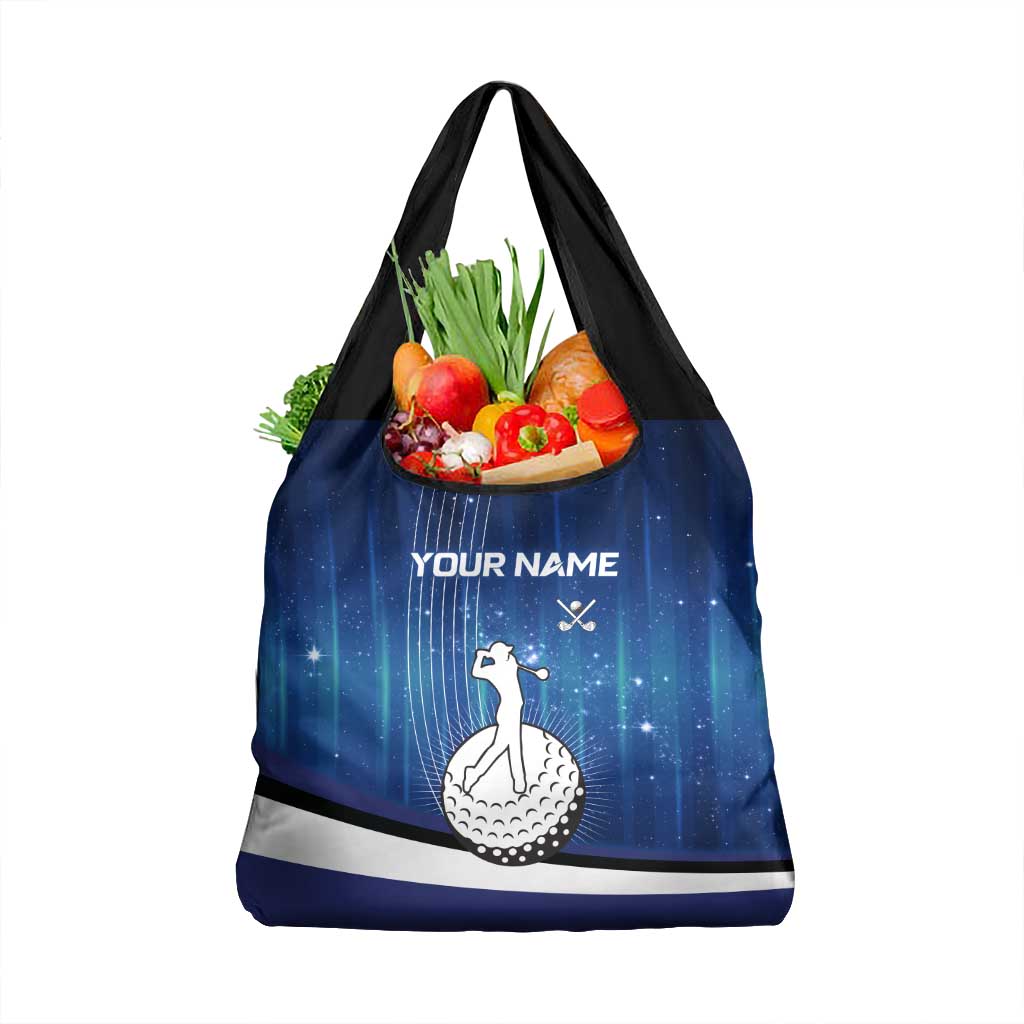 Custom Galaxy Golf Grocery Bag with Golfer Silhouette, Golf Ball Design - Wonder Print Shop