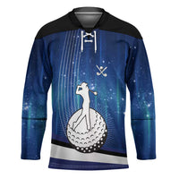 Custom Galaxy Golf Hockey Jersey with Golfer Silhouette, Golf Ball Design - Wonder Print Shop