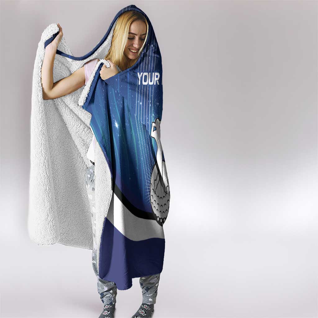 Custom Galaxy Golf Hooded Blanket with Golfer Silhouette, Golf Ball Design - Wonder Print Shop