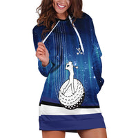 Custom Galaxy Golf Hoodie Dress with Golfer Silhouette, Golf Ball Design - Wonder Print Shop