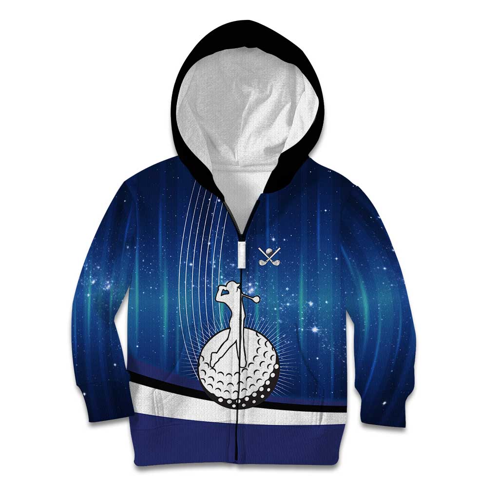 Custom Galaxy Golf Kid Hoodie with Golfer Silhouette, Golf Ball Design - Wonder Print Shop