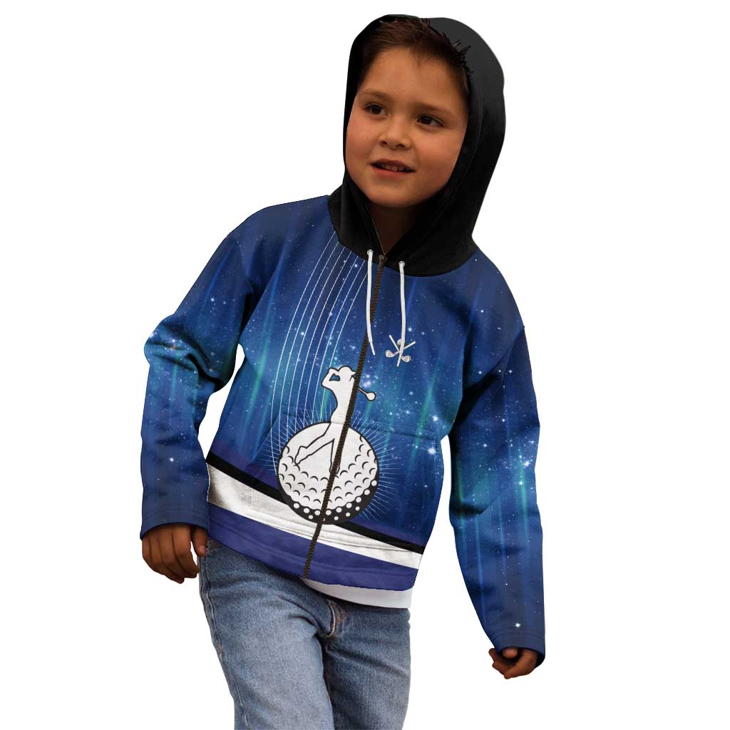 Custom Galaxy Golf Kid Hoodie with Golfer Silhouette, Golf Ball Design - Wonder Print Shop