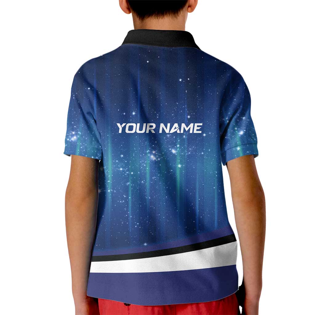 Custom Galaxy Golf Kid Polo Shirt with Golfer Silhouette, Golf Ball Design - Wonder Print Shop