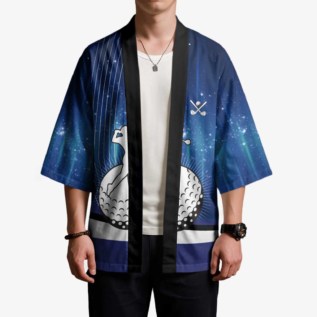 Custom Galaxy Golf Kimono with Golfer Silhouette, Golf Ball Design - Wonder Print Shop