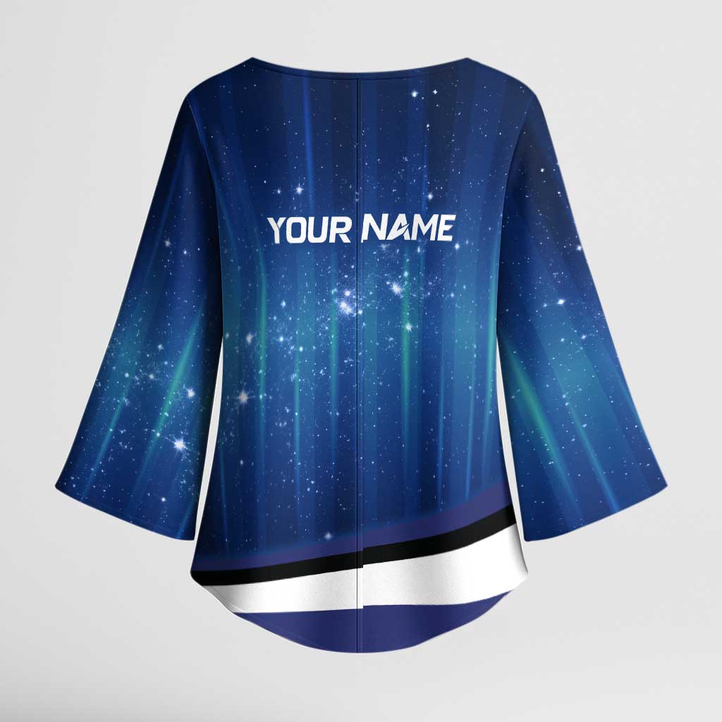 Custom Galaxy Golf Kimono Sleeve Blouse with Golfer Silhouette, Golf Ball Design - Wonder Print Shop
