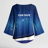 Custom Galaxy Golf Kimono Sleeve Blouse with Golfer Silhouette, Golf Ball Design - Wonder Print Shop