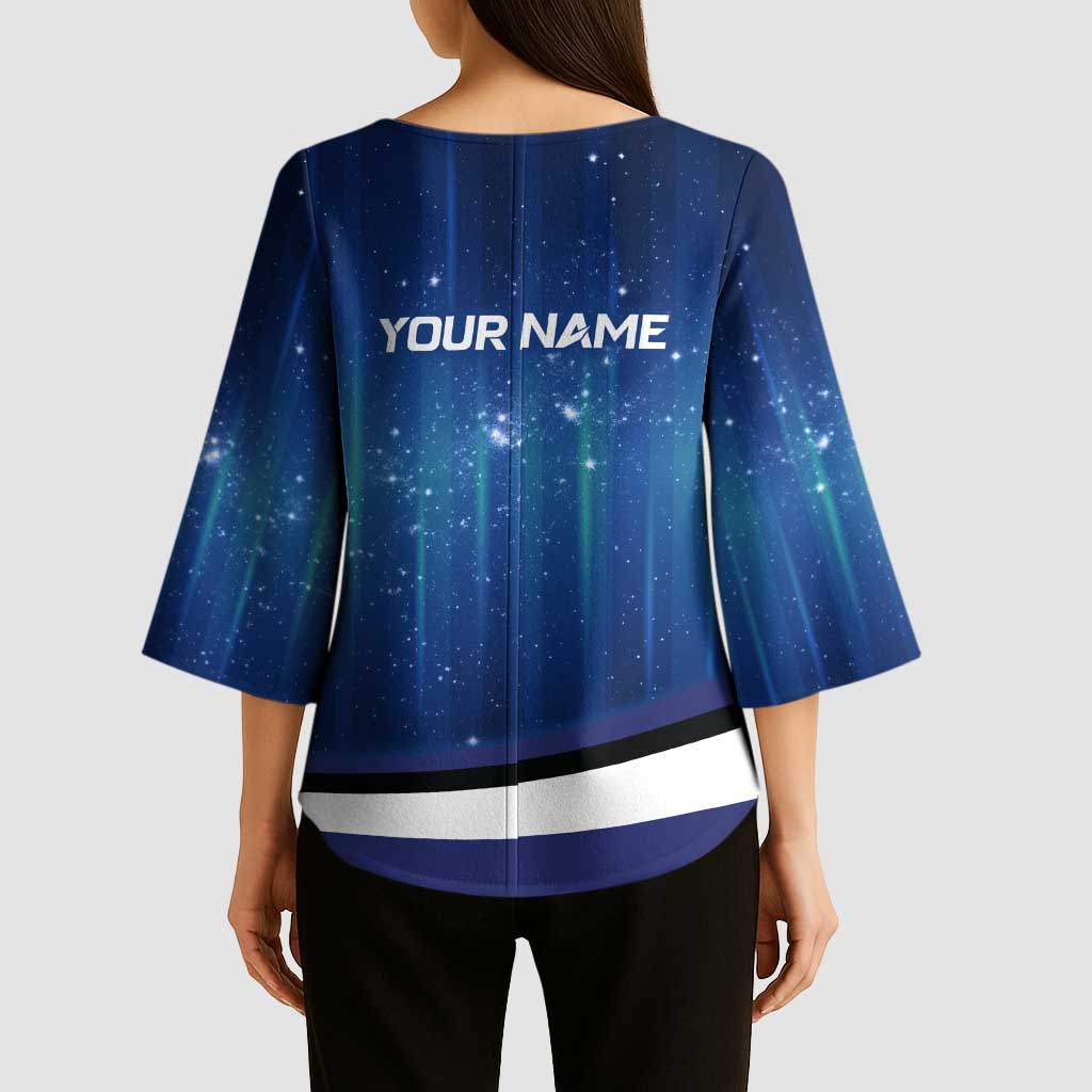 Custom Galaxy Golf Kimono Sleeve Blouse with Golfer Silhouette, Golf Ball Design - Wonder Print Shop