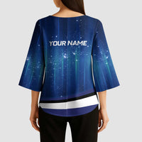 Custom Galaxy Golf Kimono Sleeve Blouse with Golfer Silhouette, Golf Ball Design - Wonder Print Shop