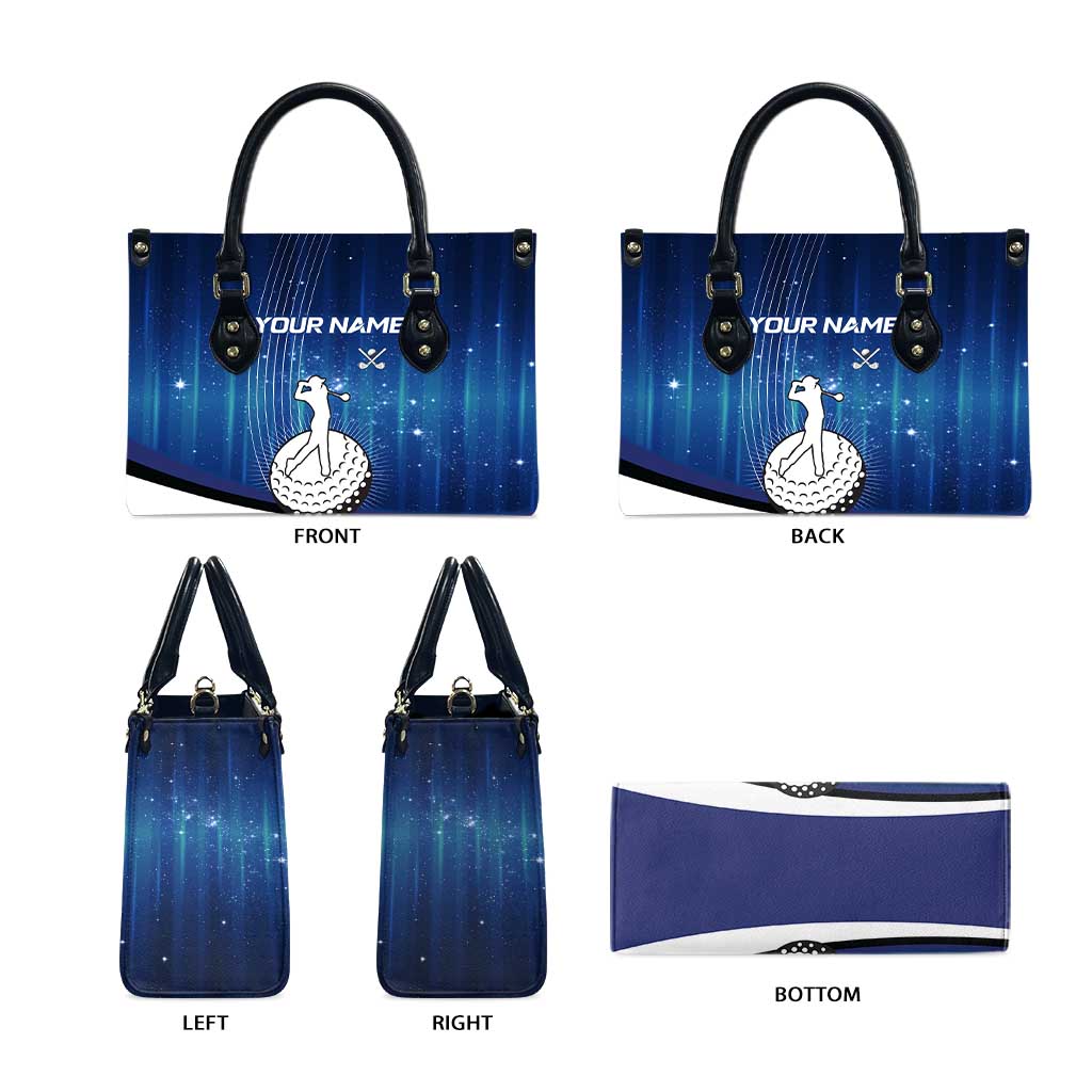 Custom Galaxy Golf Leather Bag with Golfer Silhouette, Golf Ball Design - Wonder Print Shop