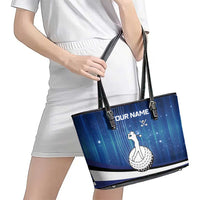 Custom Galaxy Golf Leather Tote Bag with Golfer Silhouette, Golf Ball Design - Wonder Print Shop