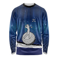 Custom Galaxy Golf Long Sleeve Shirt with Golfer Silhouette, Golf Ball Design - Wonder Print Shop