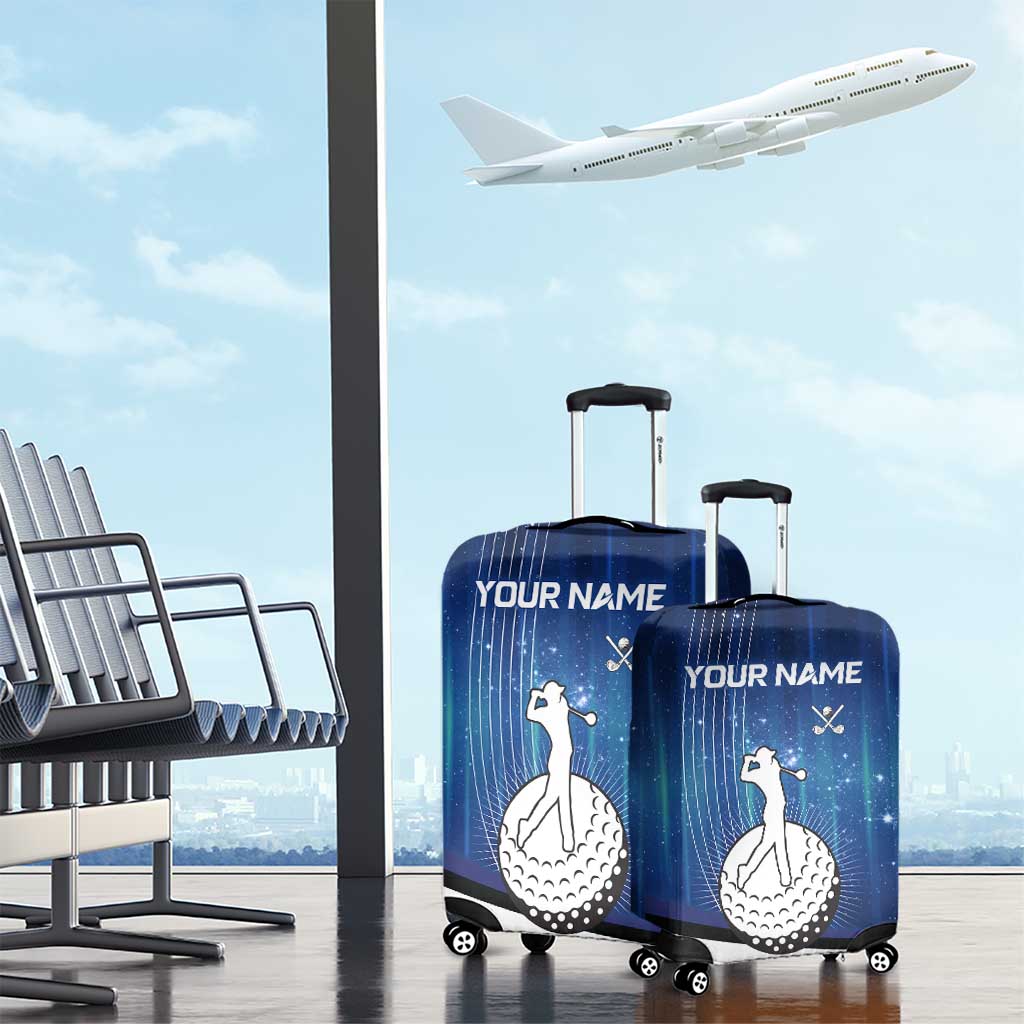 Custom Galaxy Golf Luggage Cover with Golfer Silhouette, Golf Ball Design - Wonder Print Shop